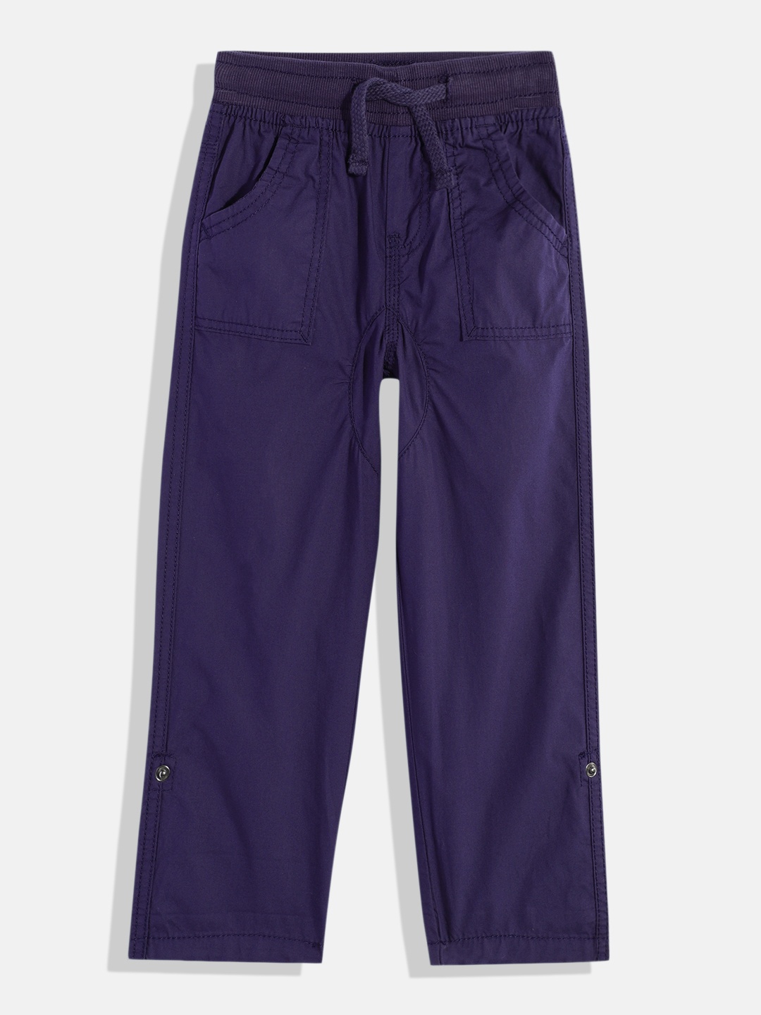 

mothercare Boys Pure Cotton Poplin Roll-Up Trousers, Navy blue