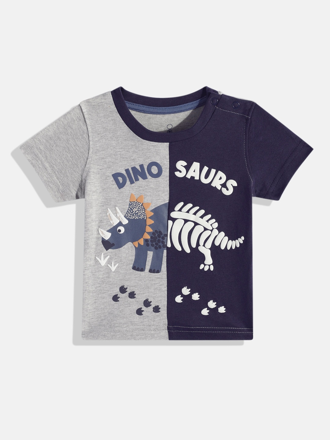 

mothercare Boys Dinosaur Printed Pure Cotton T-shirt, Grey
