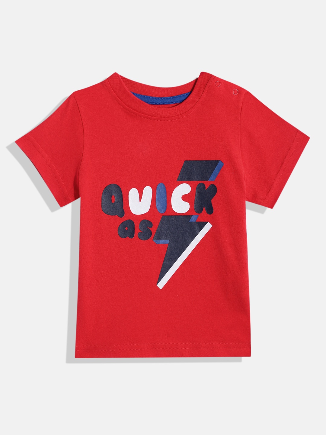 mothercare Boys Typography Printed Pure Cotton T-shirt, Red