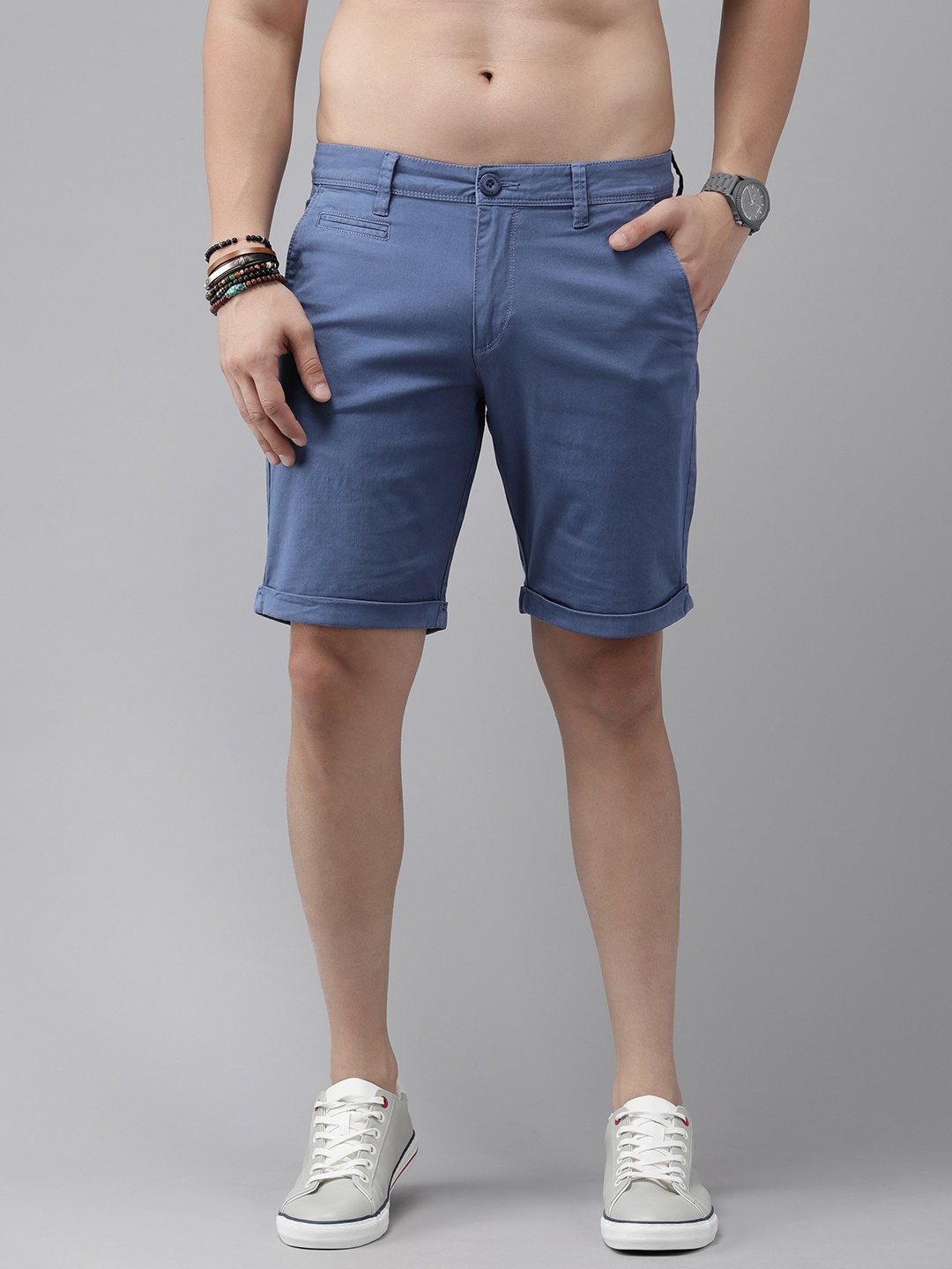 

Roadster Men Solid Chino Shorts, Blue