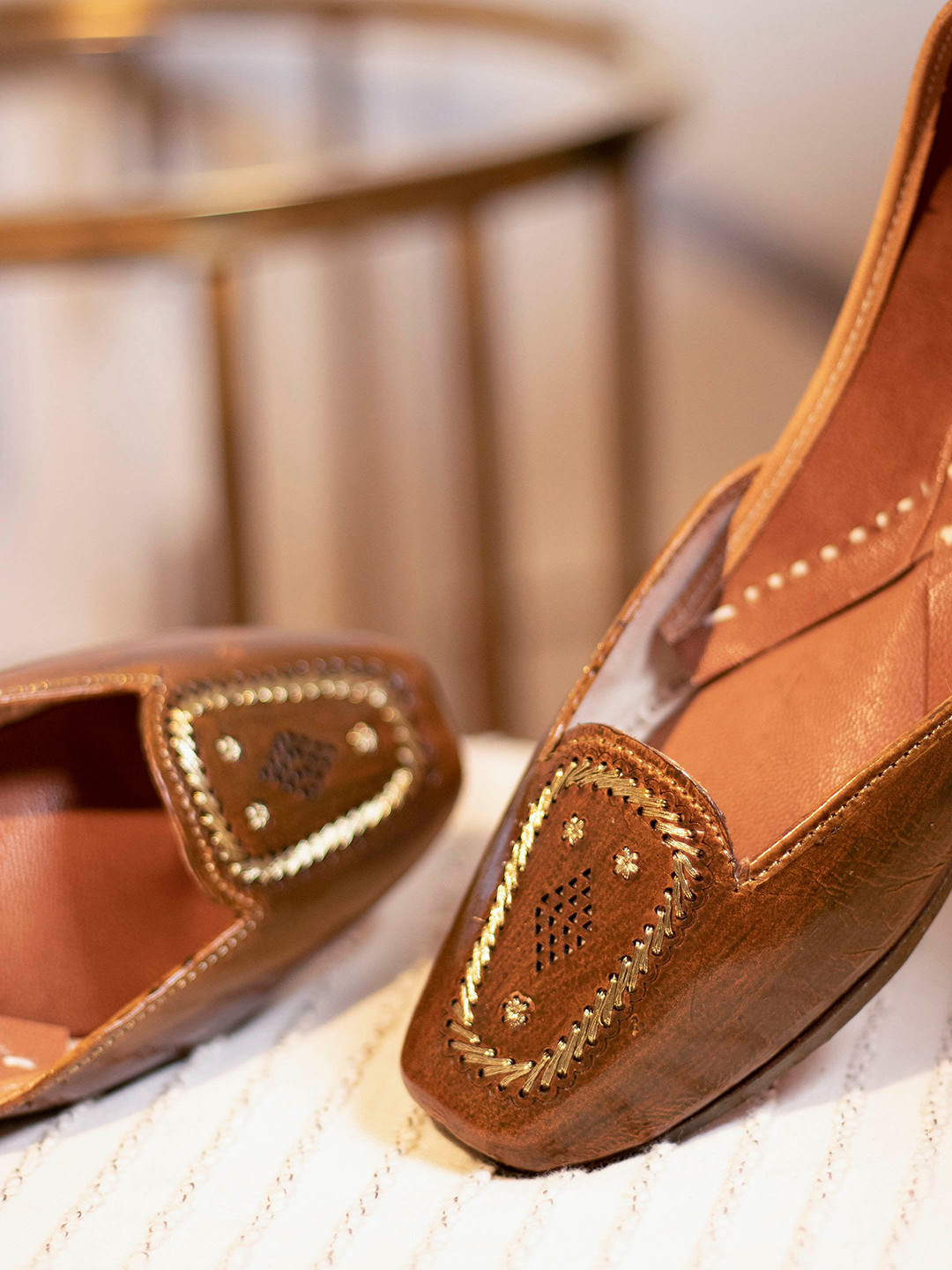 

GLAM STORY Leather Mojaris, Coffee brown