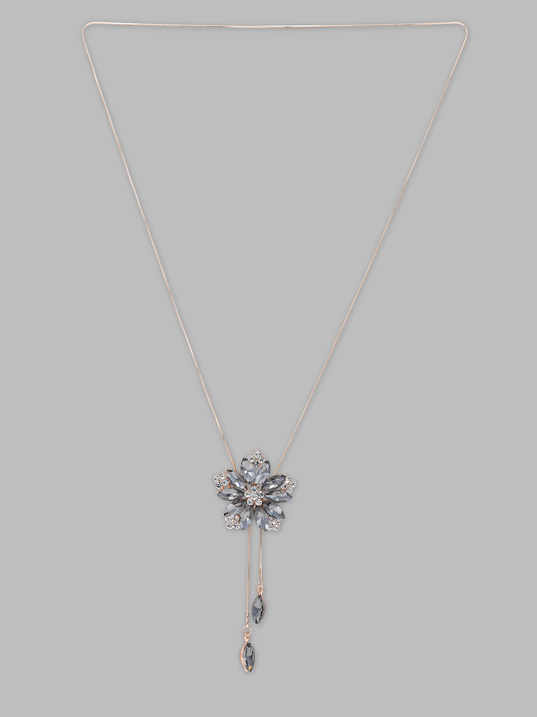 

Globus Rose Gold-Toned And Grey Rose Gold-Plated Stone-Studded Pendant Chain