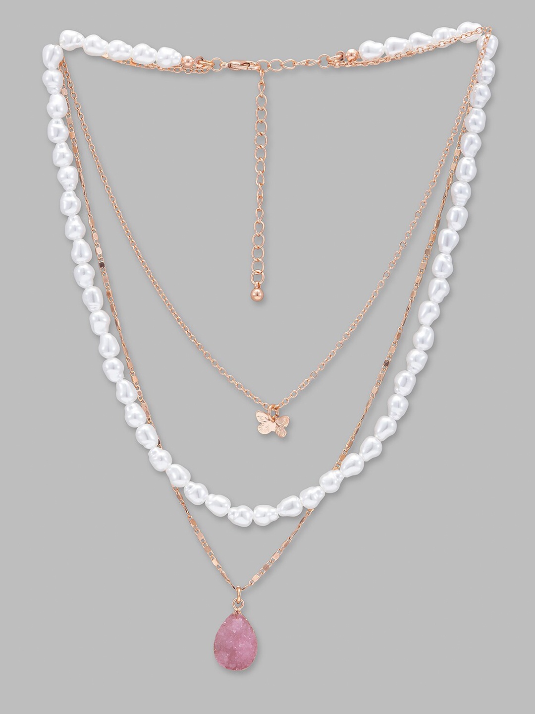 

Globus White Rose Gold-Plated Layered Necklace