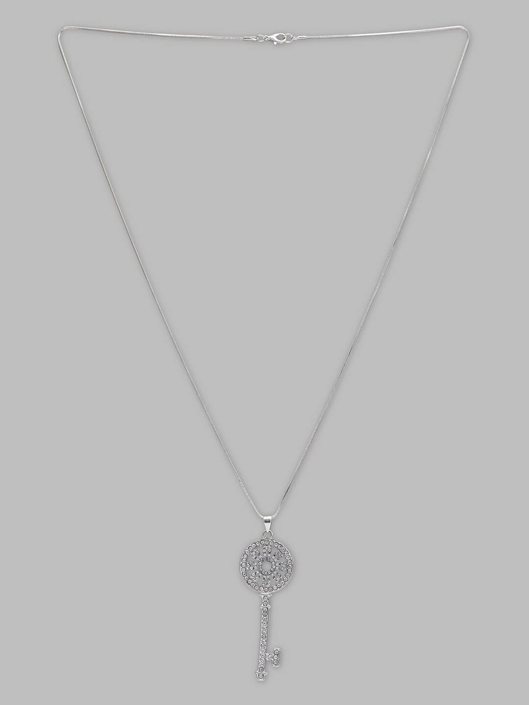 

Globus Silver-Toned Silver-Plated Stone-Studded Pendant Chain