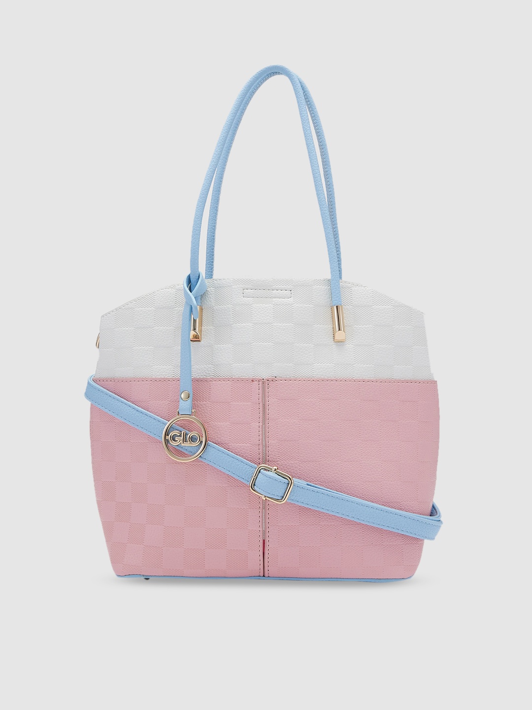 

Globus Pink & White Colourblocked Structured Handheld Bag