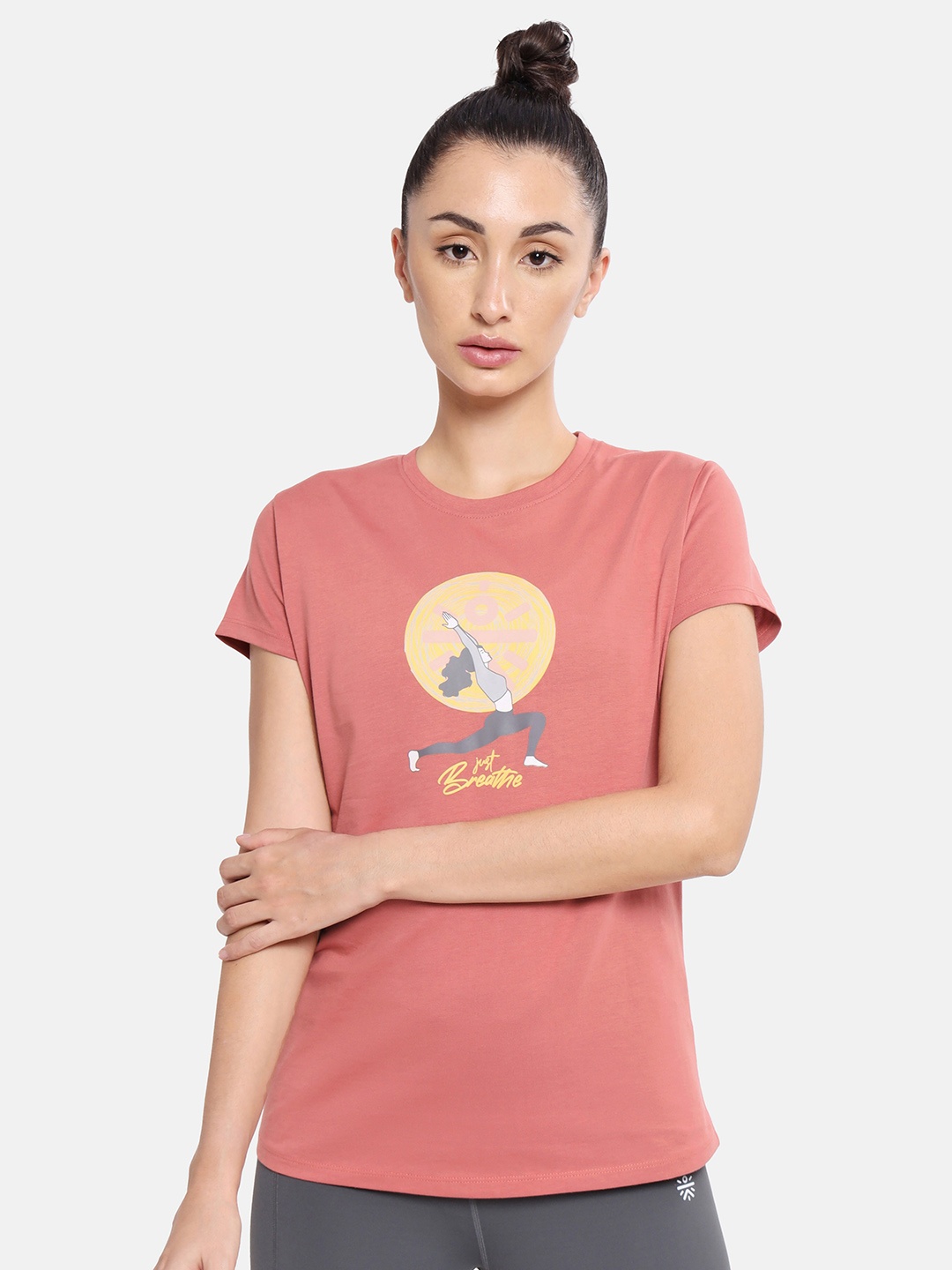 

Cultsport Graphic Printed Moisture Wicking Yoga T-Shirt, Rust