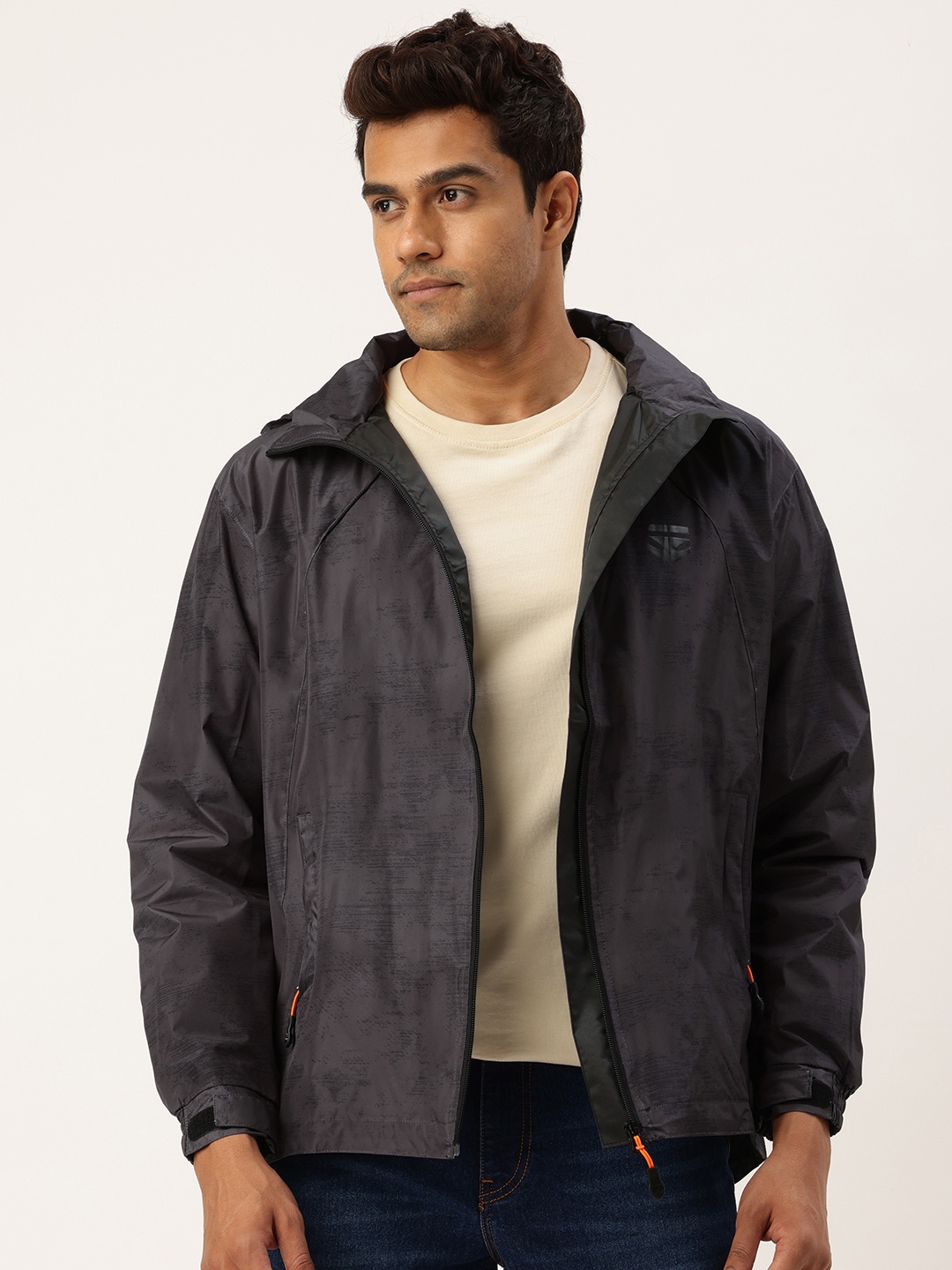 

Sports52 wear Printed Hooded Rain Jacket, Grey