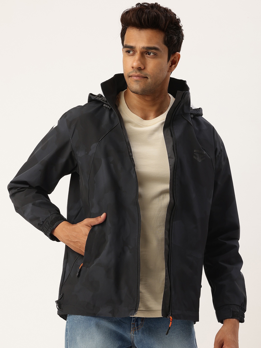 

Sports52 wear Printed Hooded Rain Jacket, Charcoal