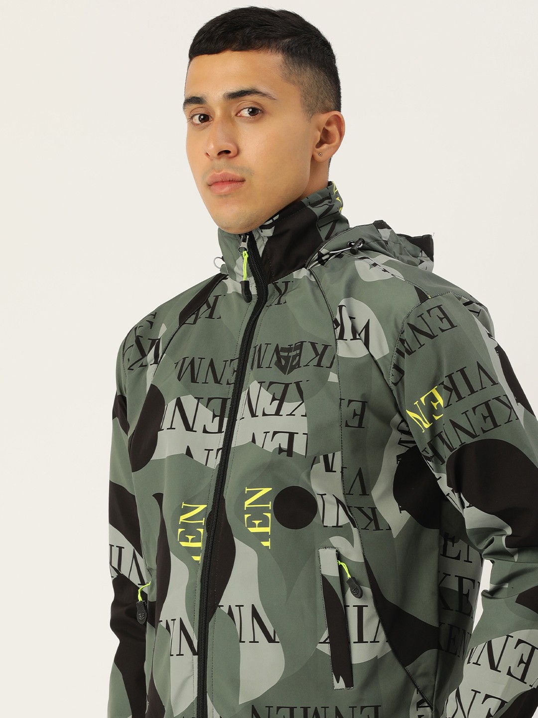 

Sports52 wear Printed Detachable Hood Rain Jacket, Grey