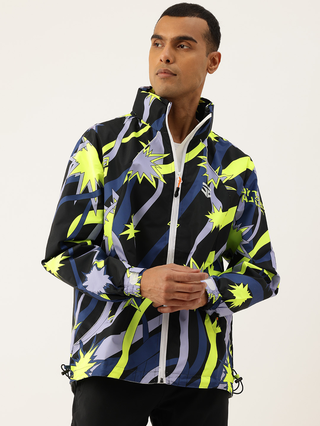 

Sports52 wear Printed Hooded Rain Jacket, Black