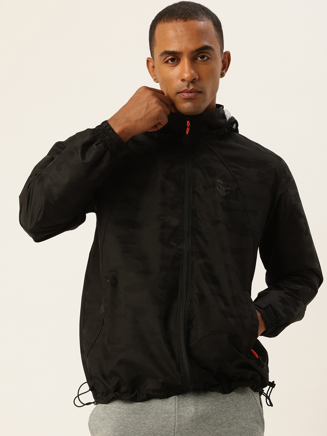 

Sports52 wear Printed Hooded Rain Jacket, Black