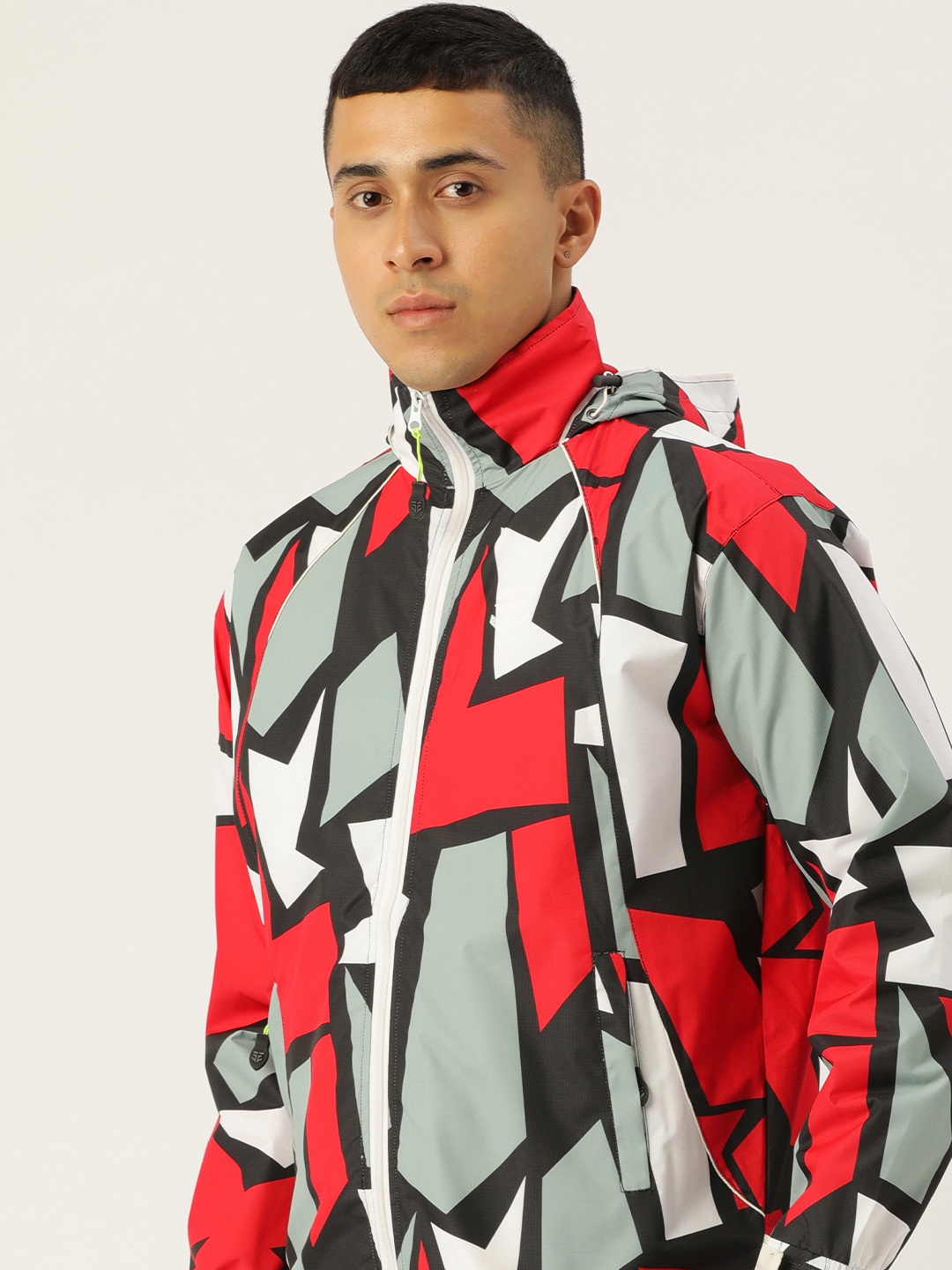 

Sports52 wear Printed Detachable Hood Rain Jacket, Red