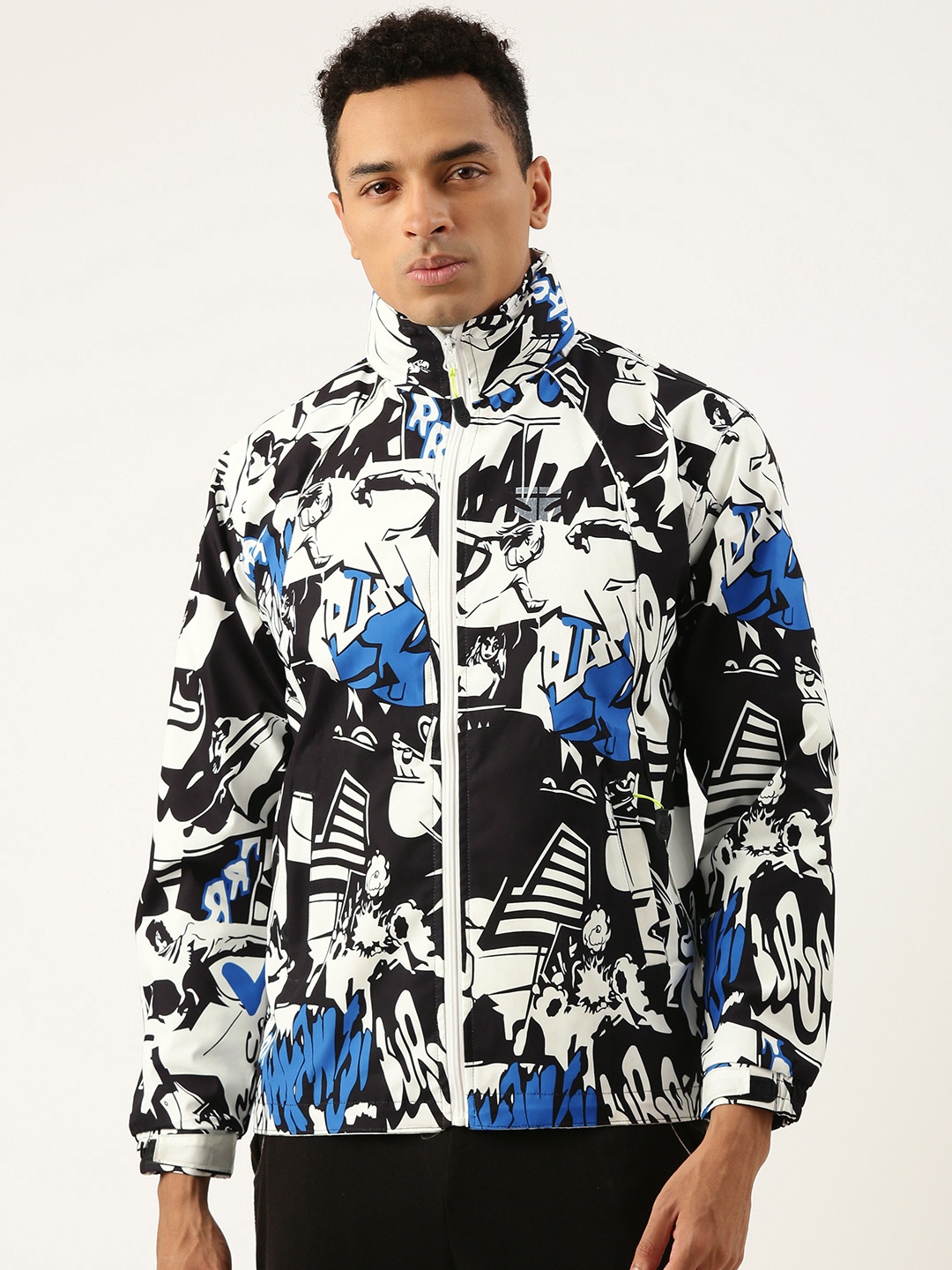 

Sports52 wear Men Printed Detachable Hood Rain Jacket, White