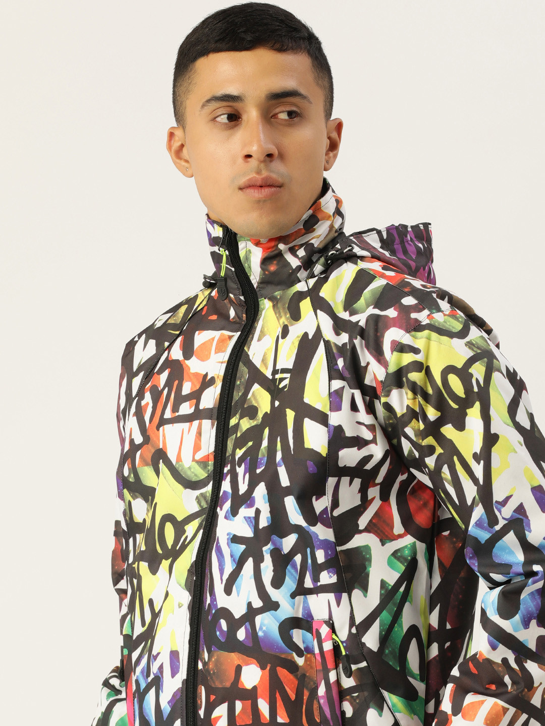 

Sports52 wear Graphic Printed Detachable Hood Designer Rain Jacket, Multi
