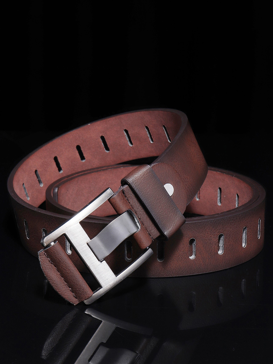 

Roadster Men Textured Artificial Leather Belt, Brown