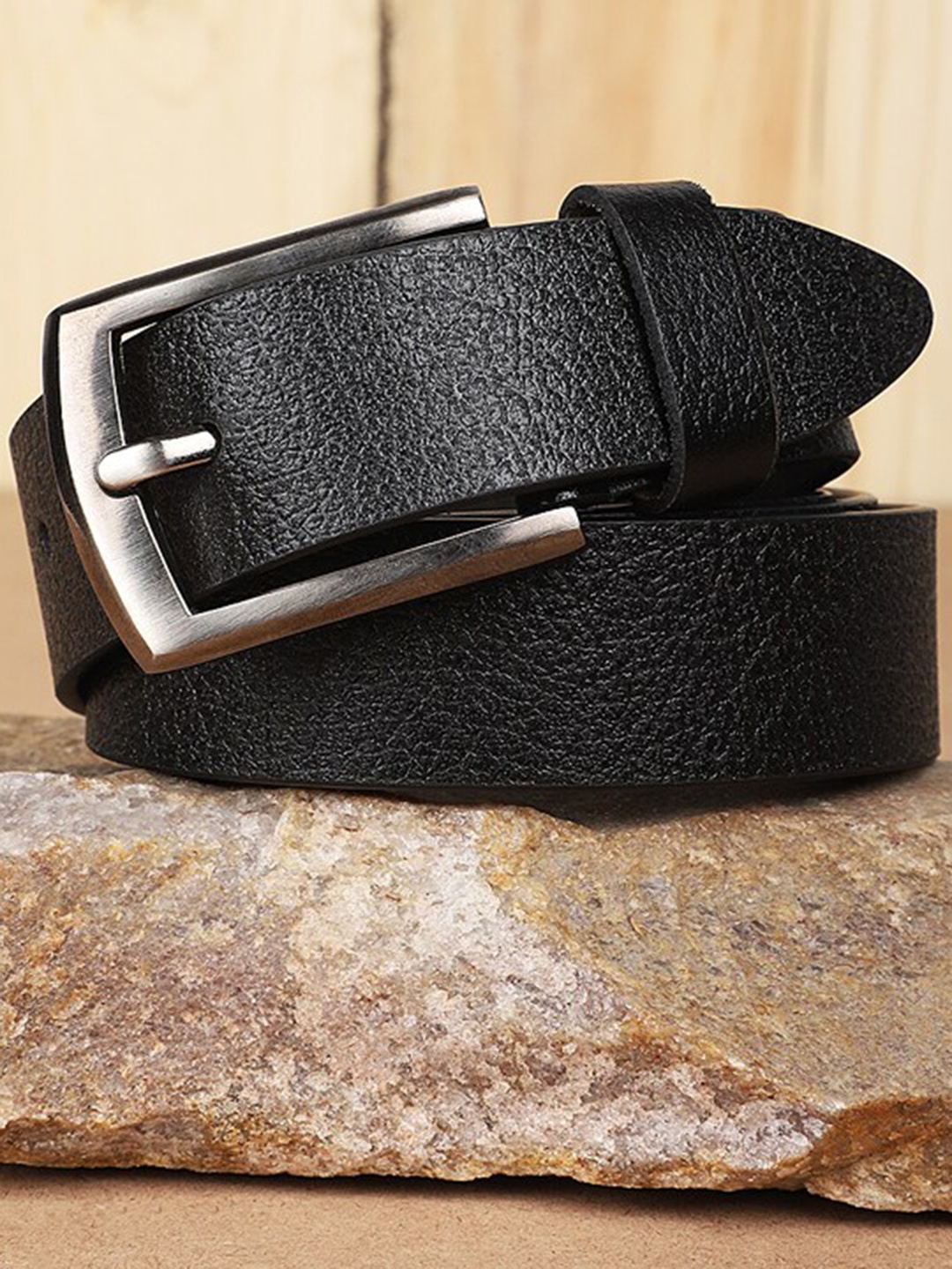 

Roadster Men Black Textured Leather Belts