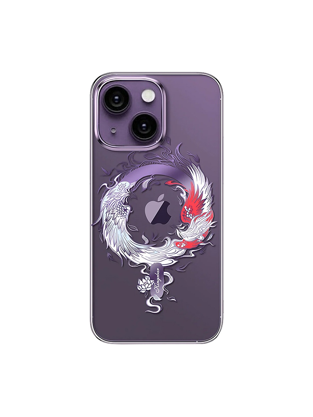 

TREEMODA Magsafe iPhone 14 Clear Phone Laser Carving Designed Back Cover, Purple