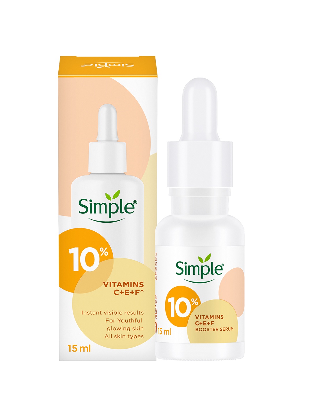 

Simple 10% Vitamin C+E+F Booster Serum for Youthful Glowing Skin - 15 ml, White
