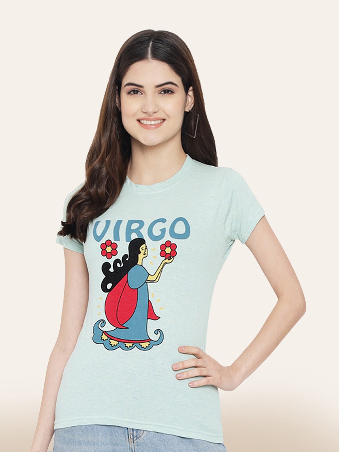 

BAESD Graphic Printed Cotton T-shirt, Turquoise blue