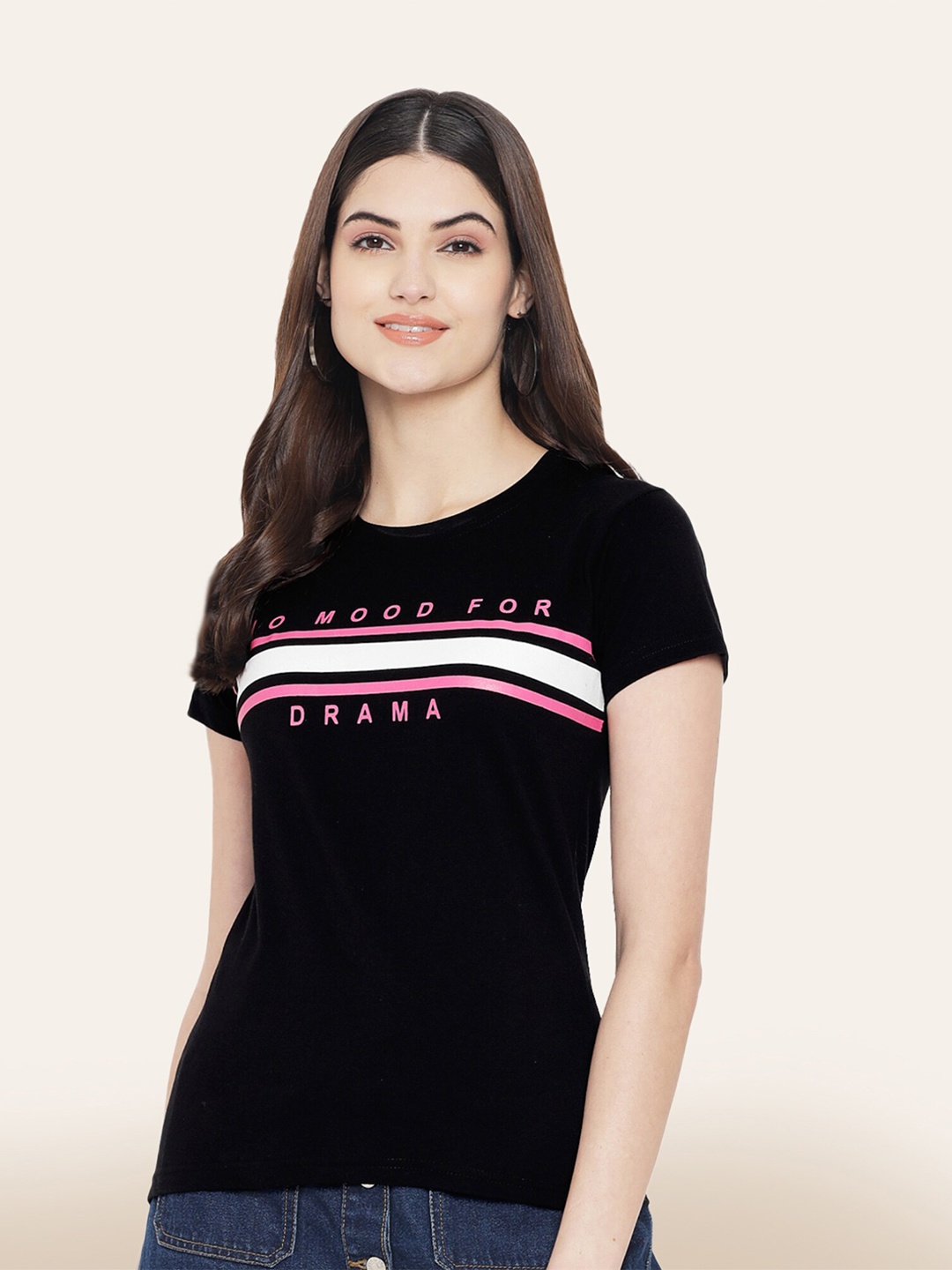 BAESD Typography Printed Cotton T-shirt, Black