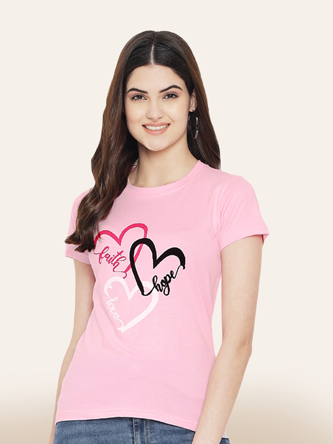 

BAESD Conversational Printed Cotton T-shirt, Pink