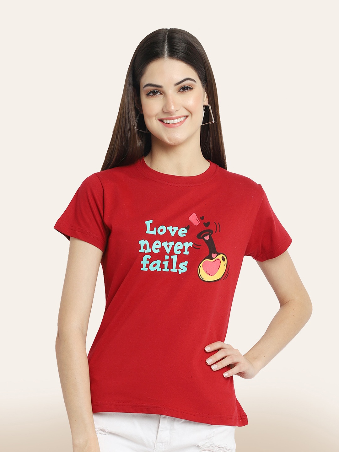 

BAESD Typography Printed Cotton T-shirt, Red