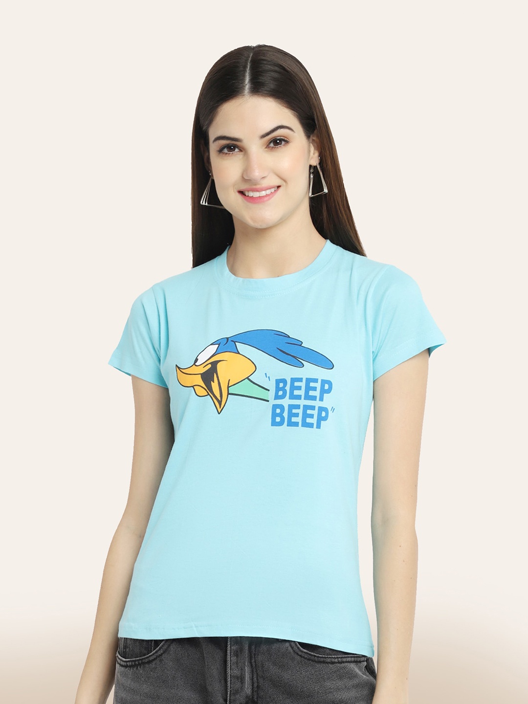 

BAESD Typography Printed Cotton T-shirt, Turquoise blue