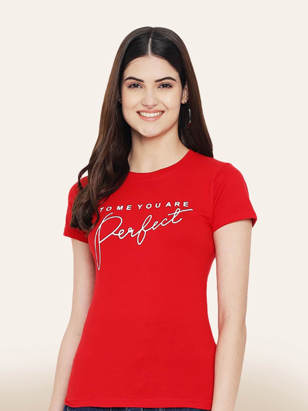 

BAESD Typography Printed Cotton T-shirt, Red