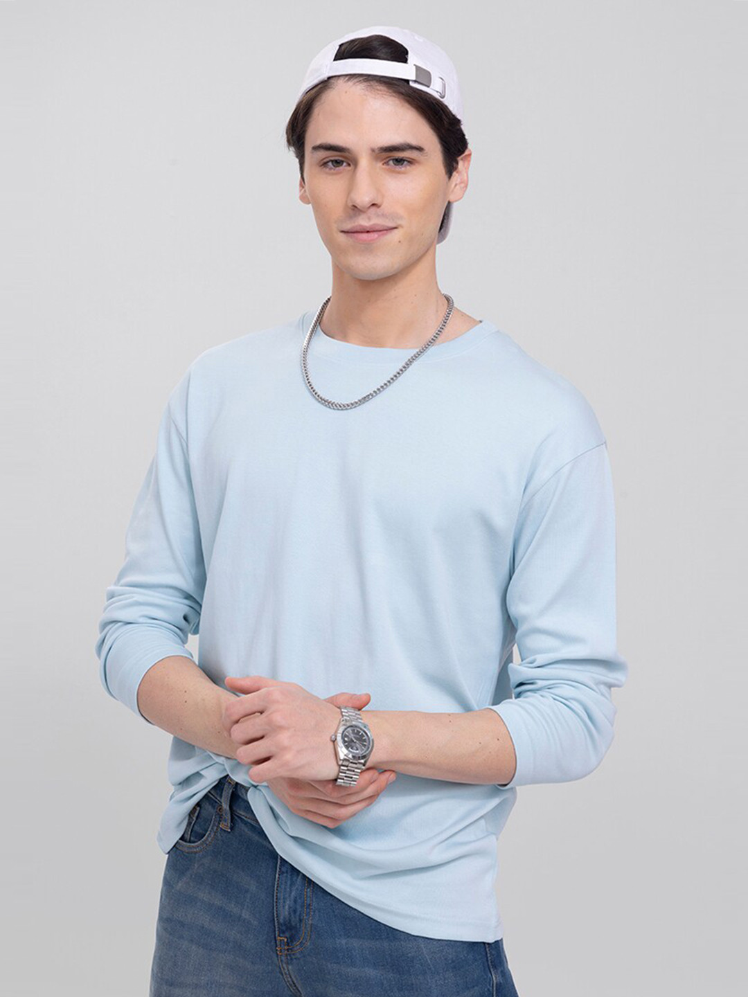 

Snitch Blue Round Neck Full Sleeve Cotton T-shirt