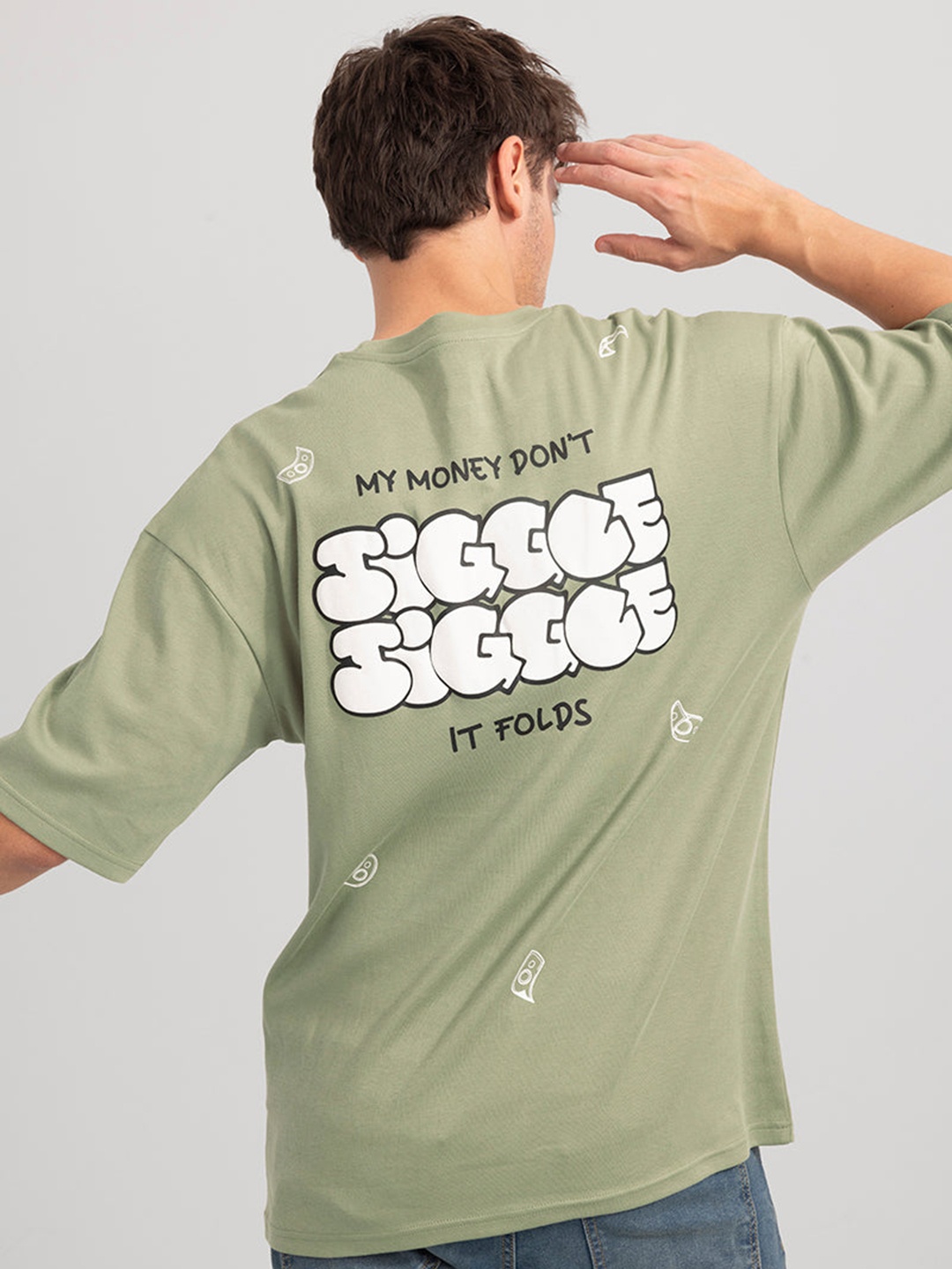 Snitch Green Graphic Print Oversized Cotton T-shirt