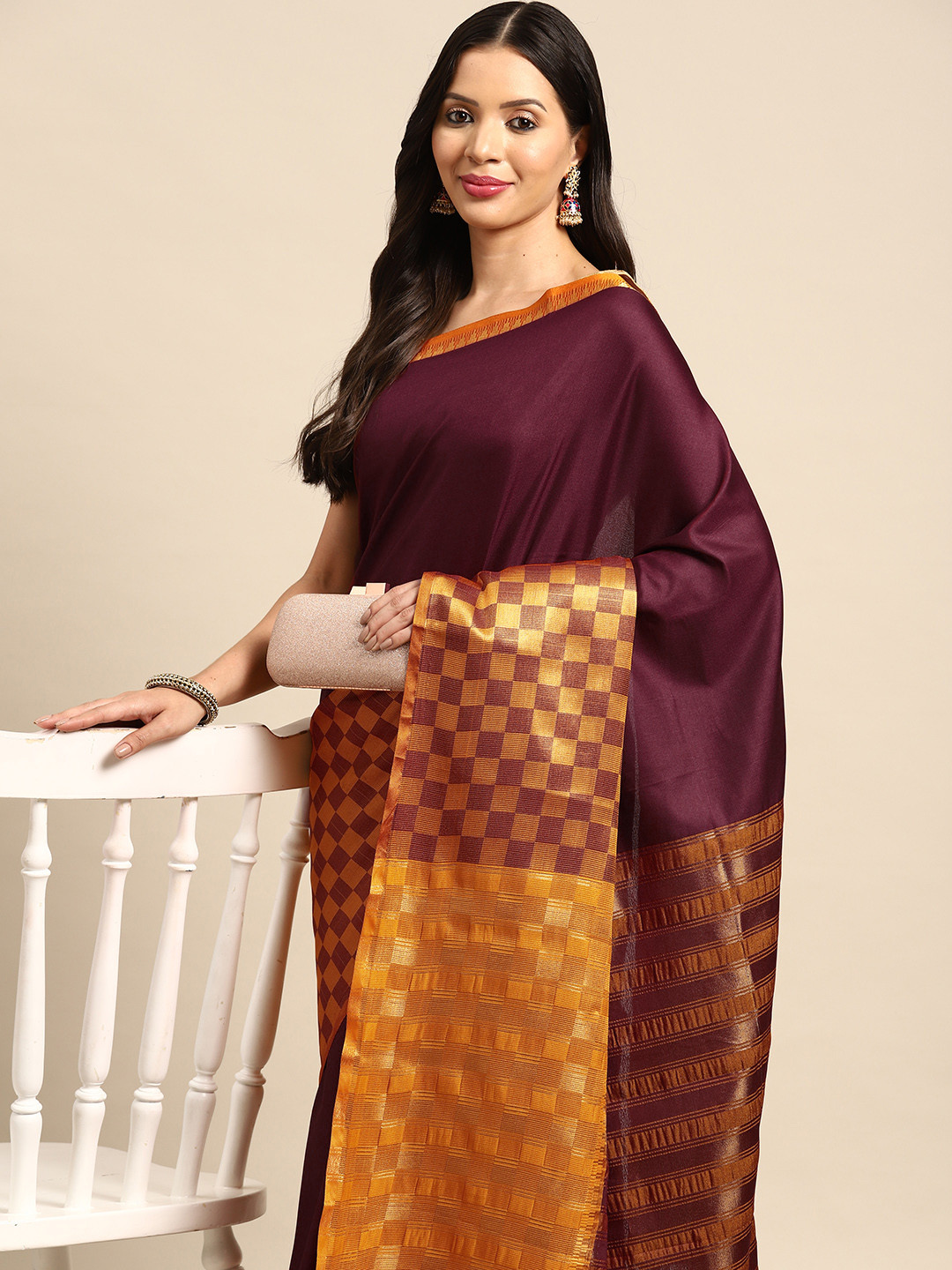 

HERE&NOW Pure Silk Banarasi Saree, Maroon