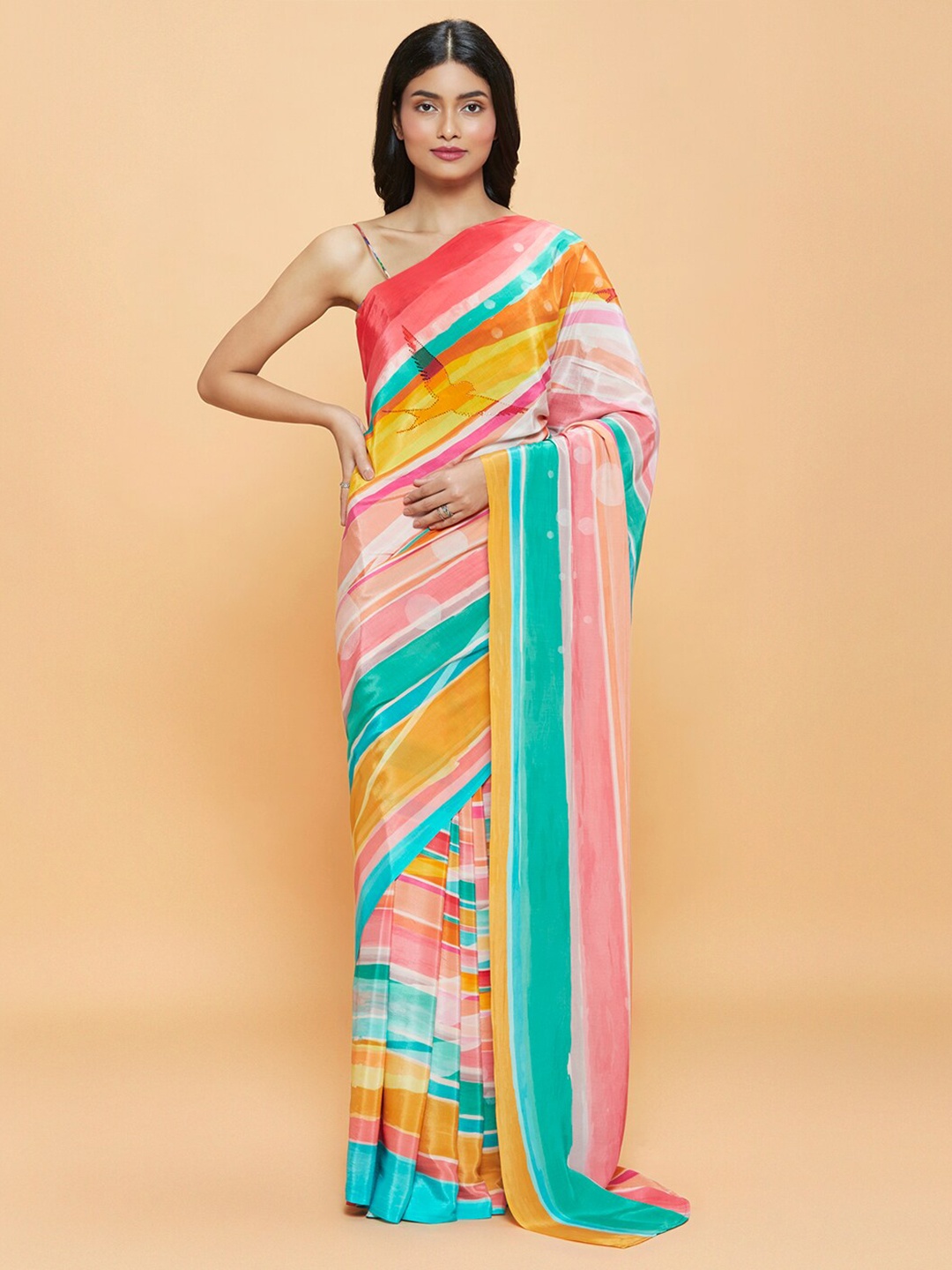 

navyasa by liva Striped Liva Saree, Multi
