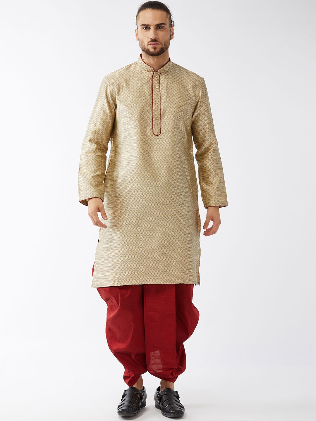 

VASTRAMAY Self Design Kurta With Dhotipant, Beige
