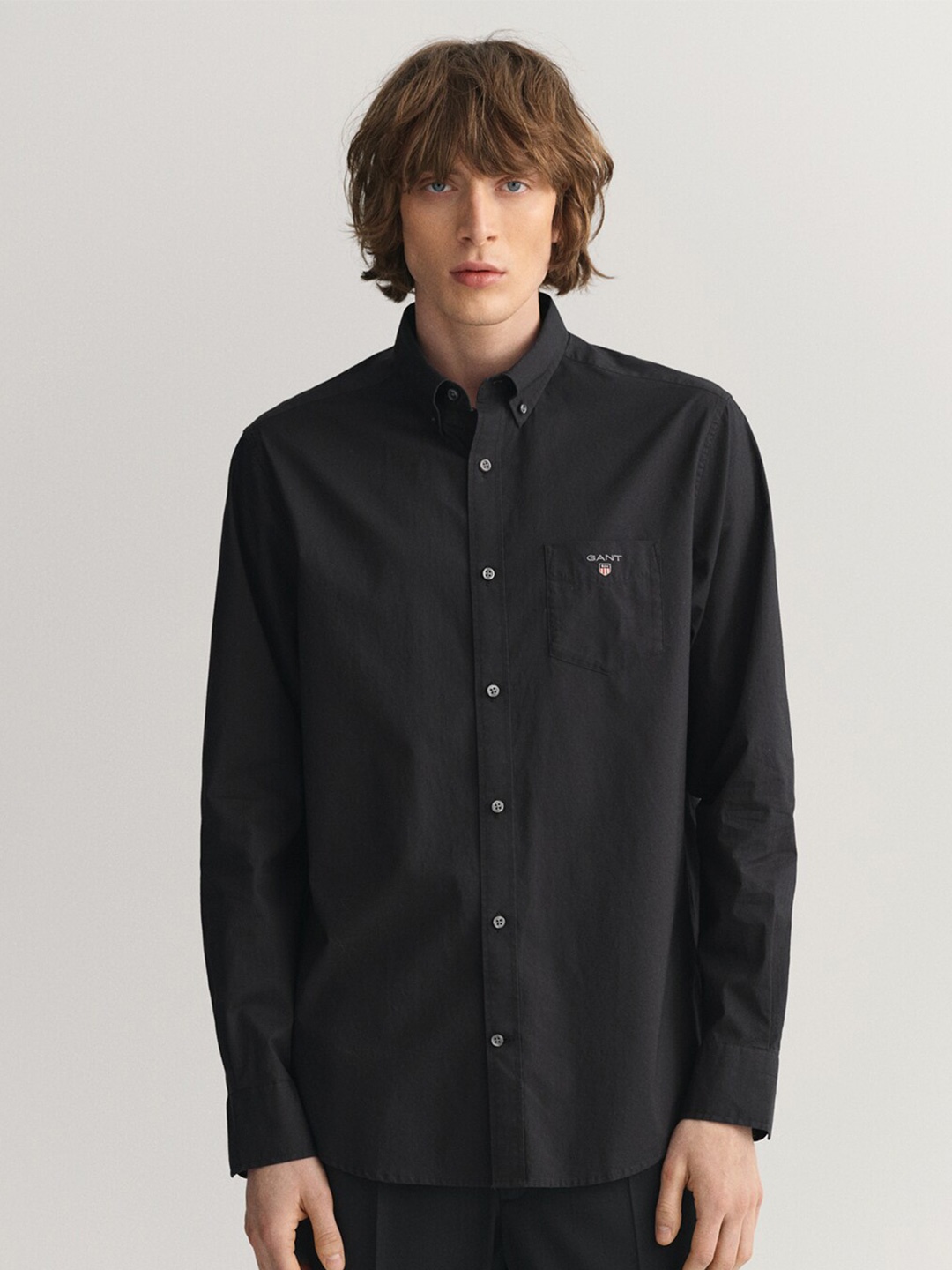 

GANT Button Down Collar Opaque Pure Cotton Casual Shirt, Black