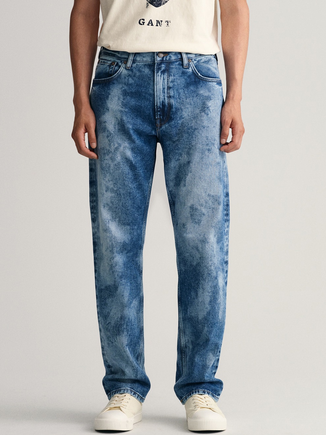 

GANT Men Bleached Heavy Fade Clean Look Pure Cotton Jeans, Blue