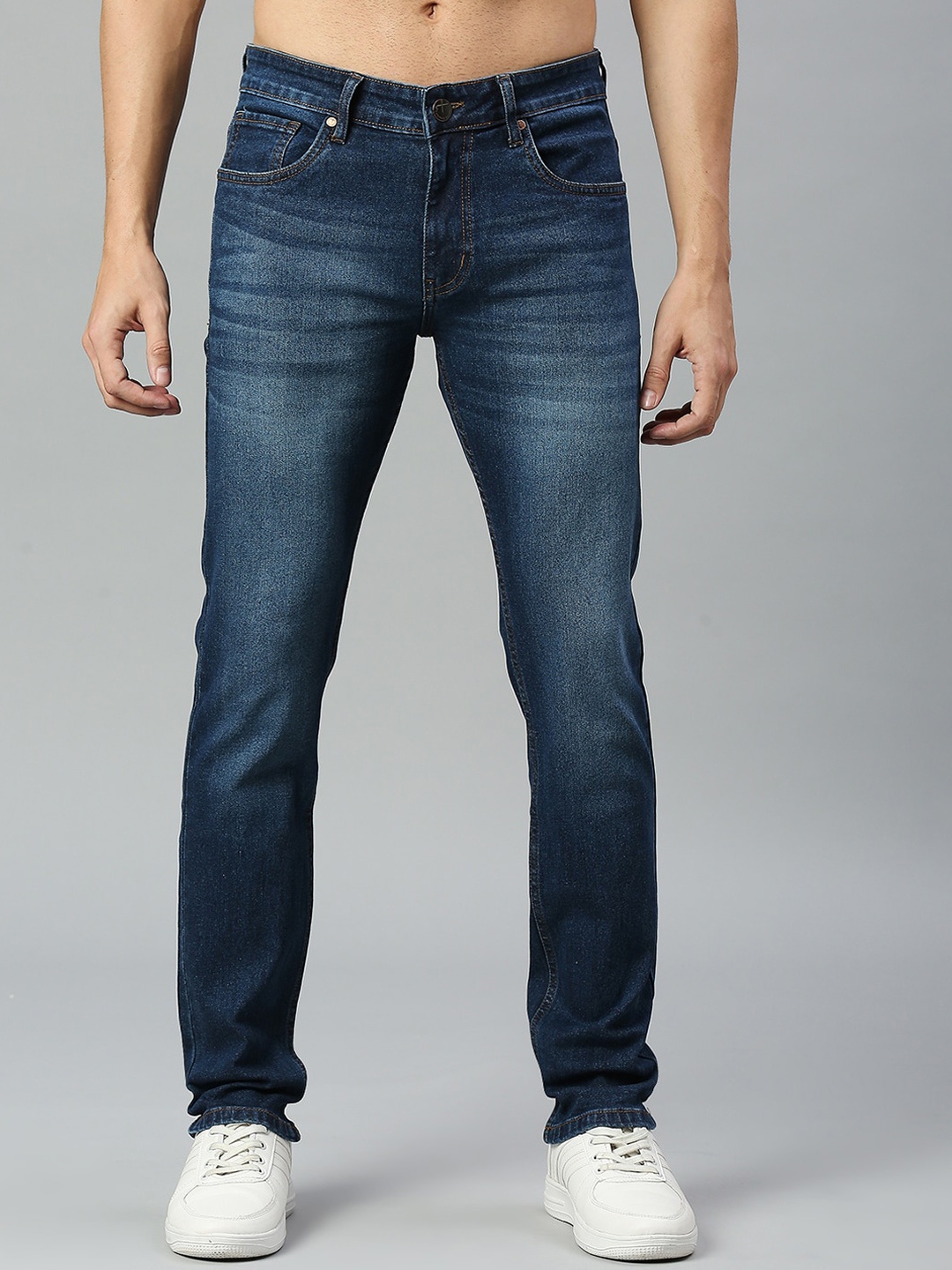 

Thomas Scott Men Mid-Rise Smart Slim Fit Light Fade Stretchable Jeans, Blue