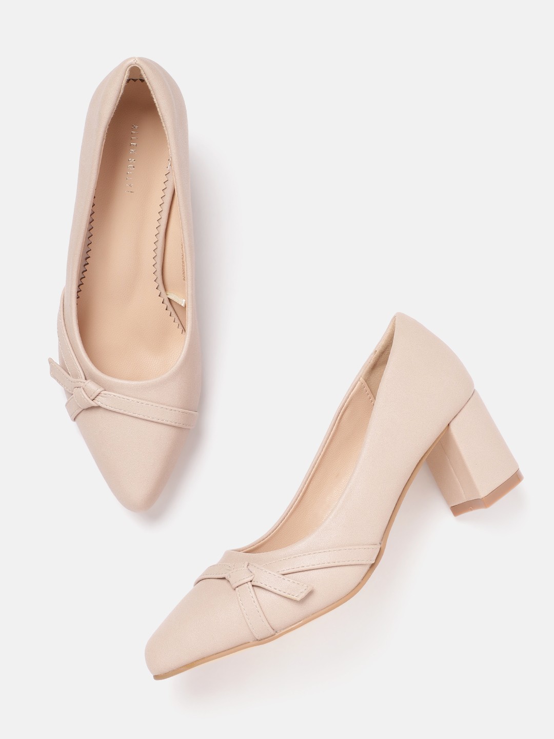 

Allen Solly Block Heel Pumps with Knot Detail, Nude