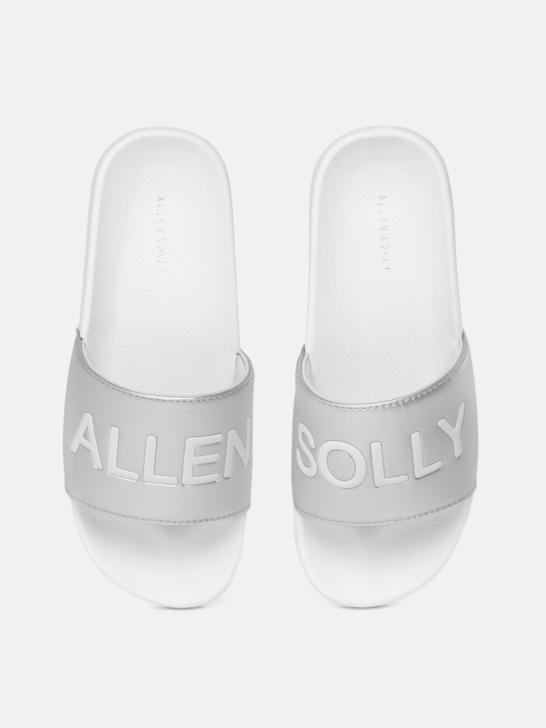 

Allen Solly Women Brand Logo Embossed Sliders, Silver