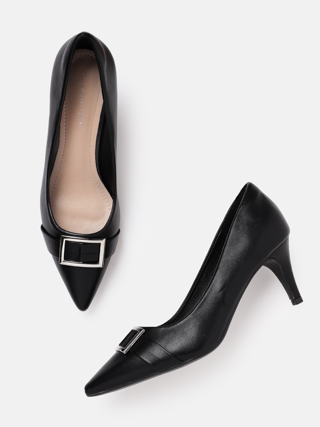 

Allen Solly Slim Heel Pumps with Buckle Detail, Black