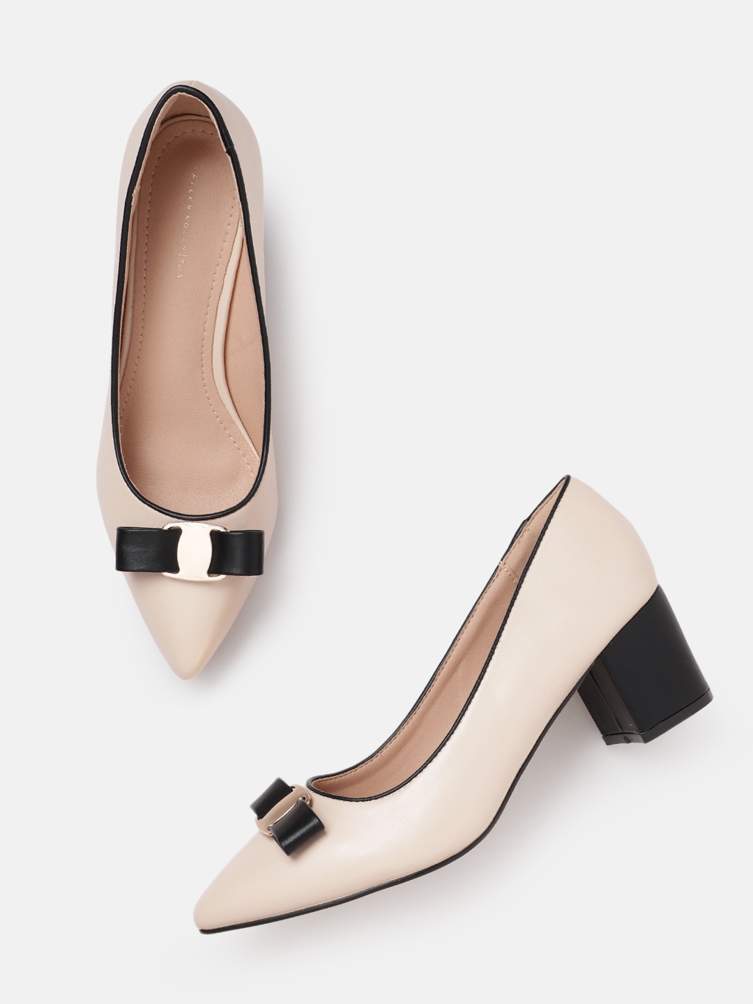 

Allen Solly Block Pumps with Bow Upper, Nude