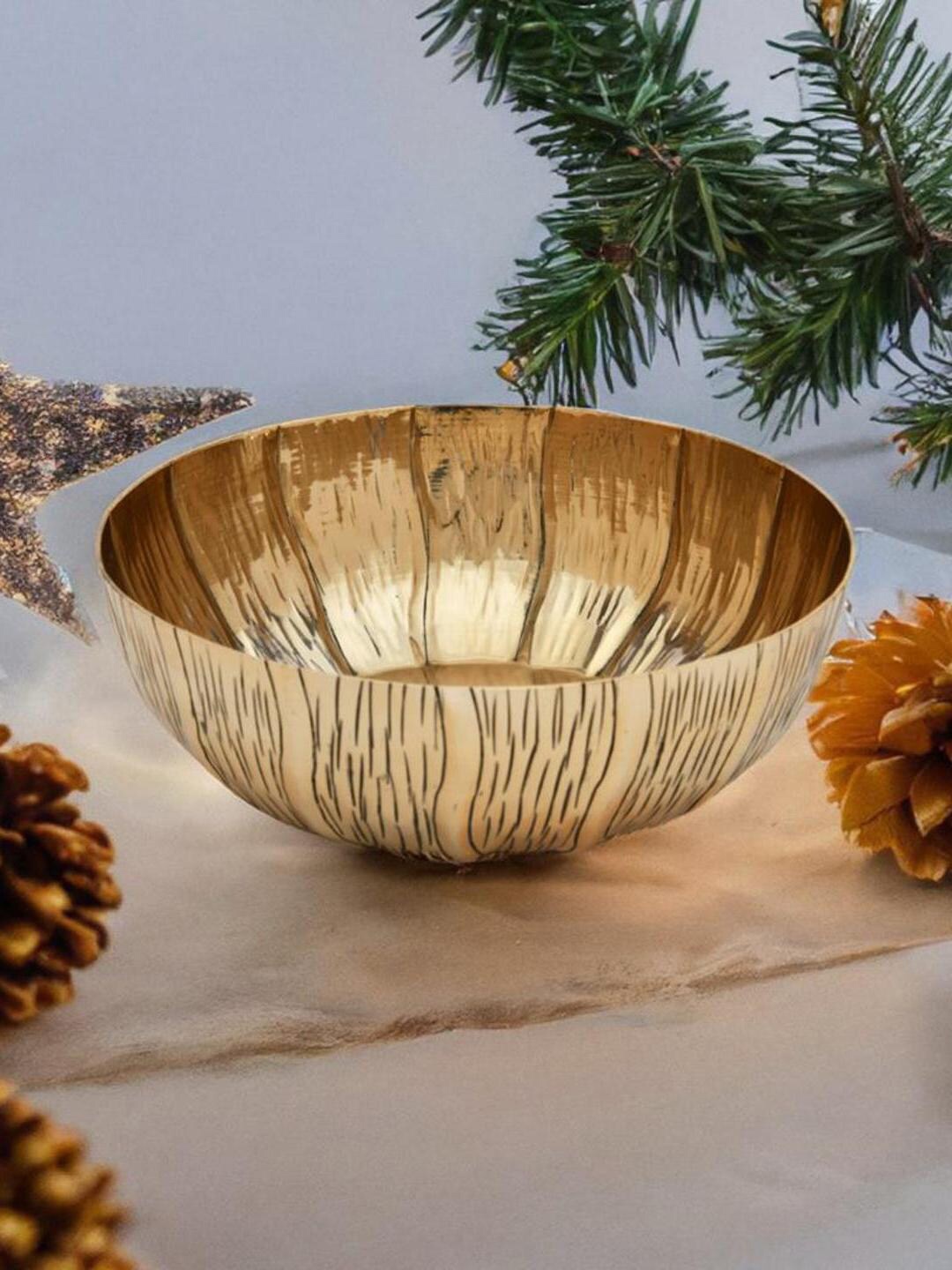 

Athome by Nilkamal Textured Metal Urli, Gold