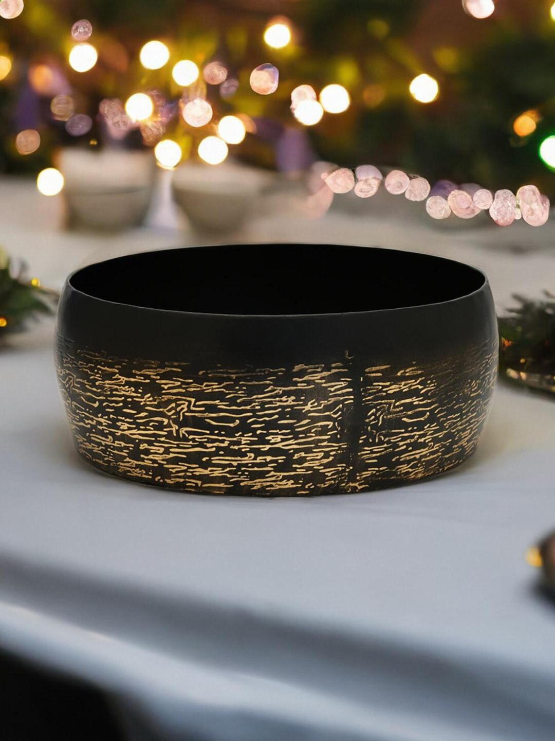 Athome by Nilkamal Black Textured Metal Bricks Bowl