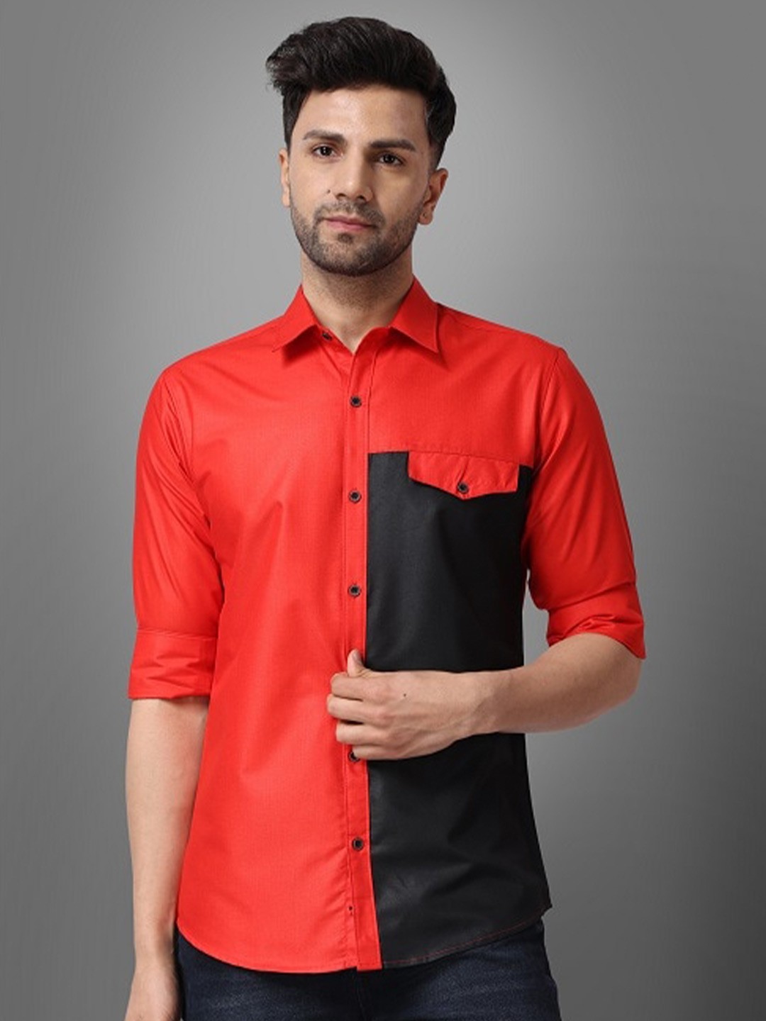 

Voroxy Colourblock Casual Shirt, Red