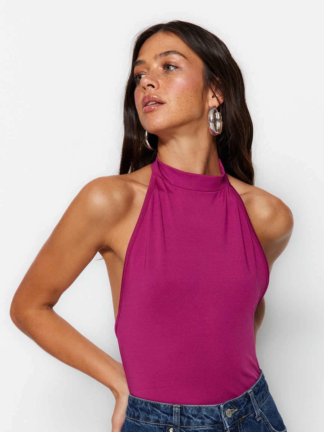 

Trendyol Halter Neck Fitted Top, Fuchsia