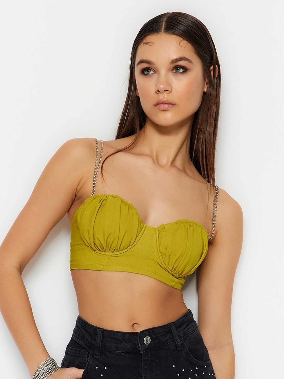 

Trendyol Shoulder Straps Bralette Crop Top, Green
