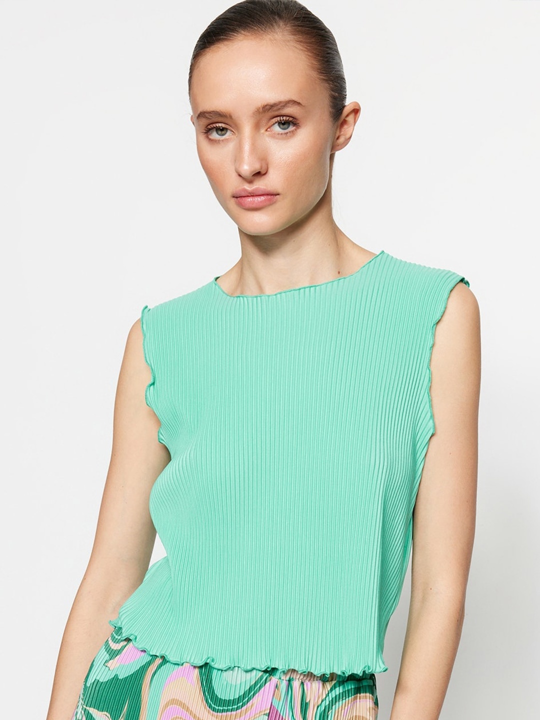 

Trendyol Ribbed Round Neck Top, Green