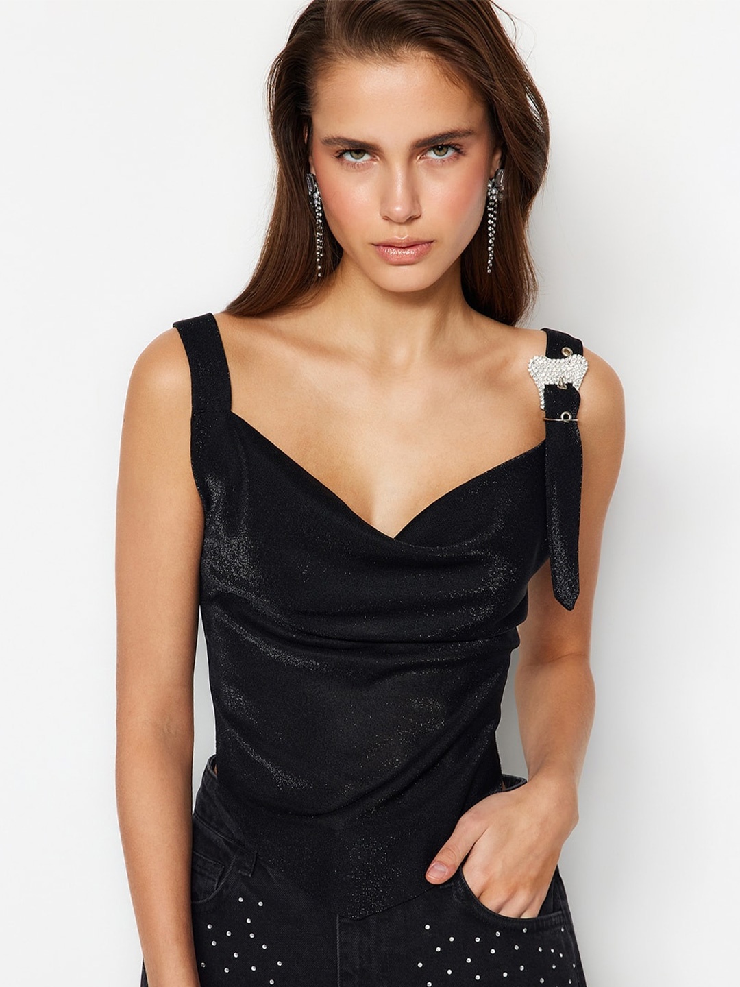 

Trendyol Sweetheart Neck Top, Black