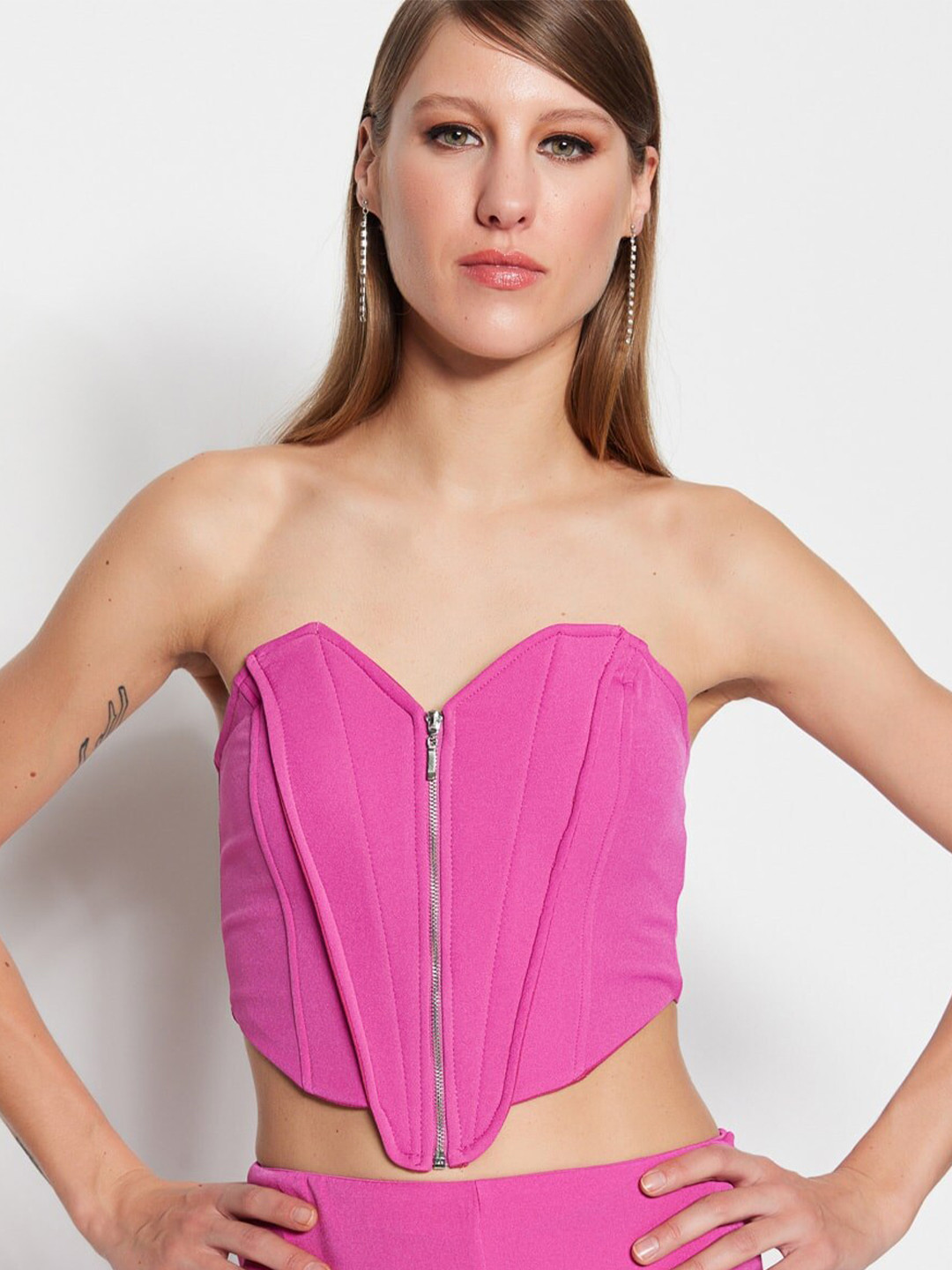 

Trendyol Strapless Corset Crop Top, Na