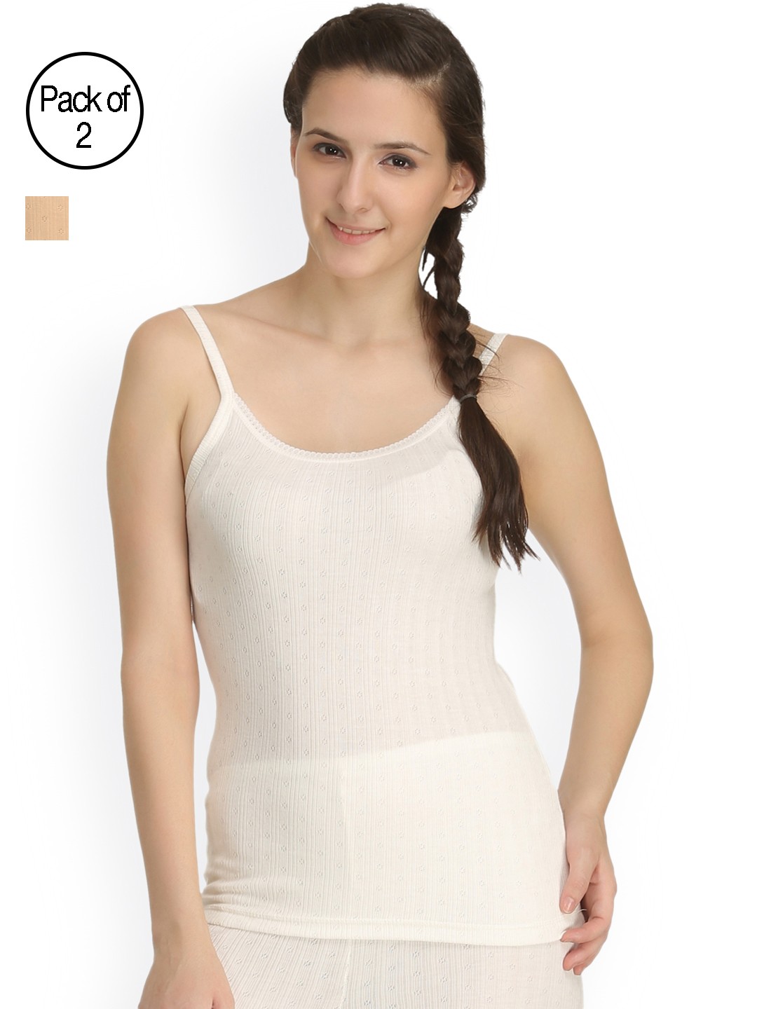 

Kanvin Pack of 2 Thermal Tops NEW2110OW2110SK, Off white