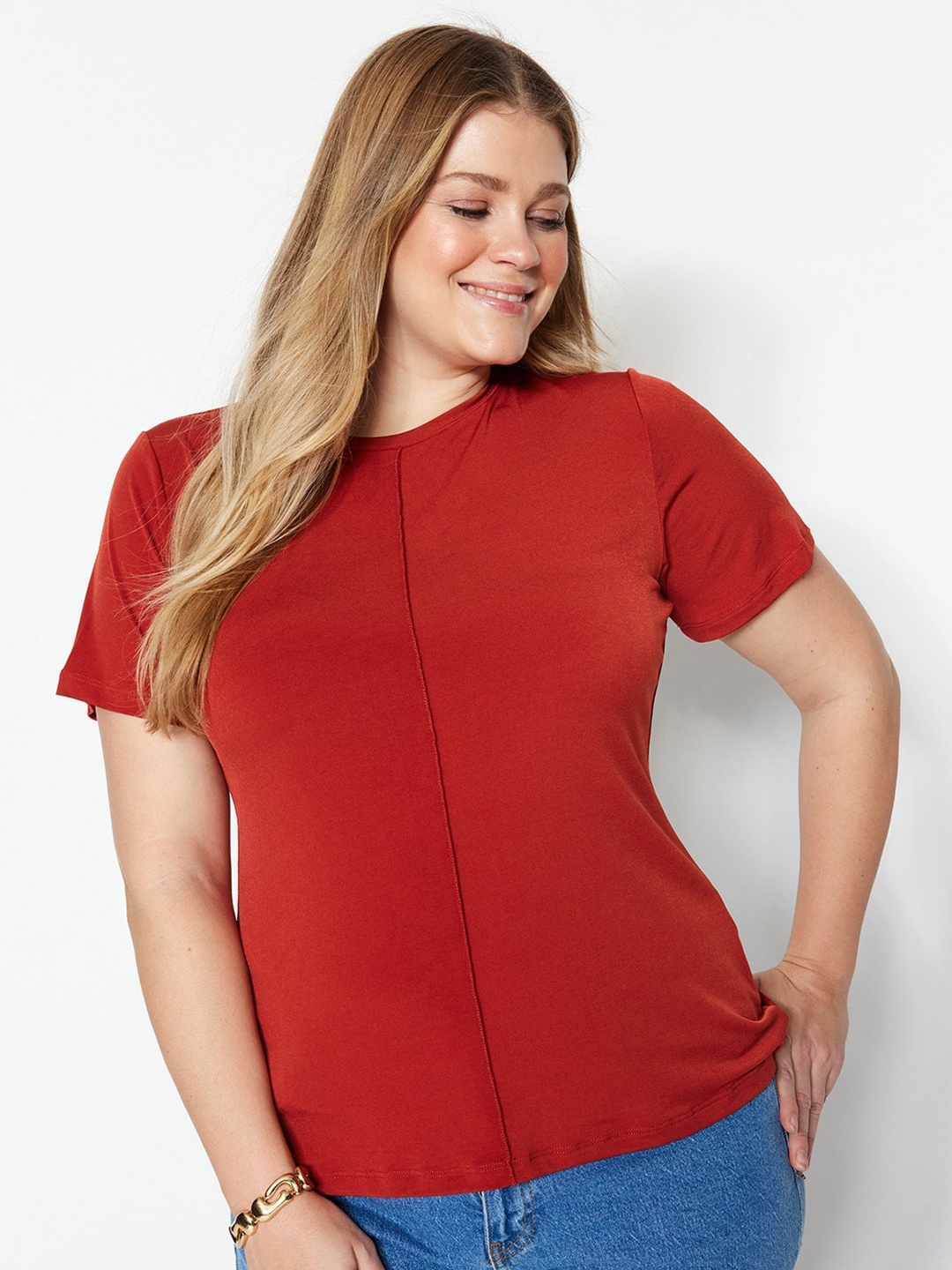 

Trendyol Round Neck Top, Rust